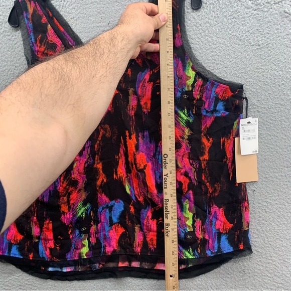 Halogen Black Mult Cloud Wash Floral Print Sleeveless Blouse Tank Top Women’s XL - Picture 4 of 10